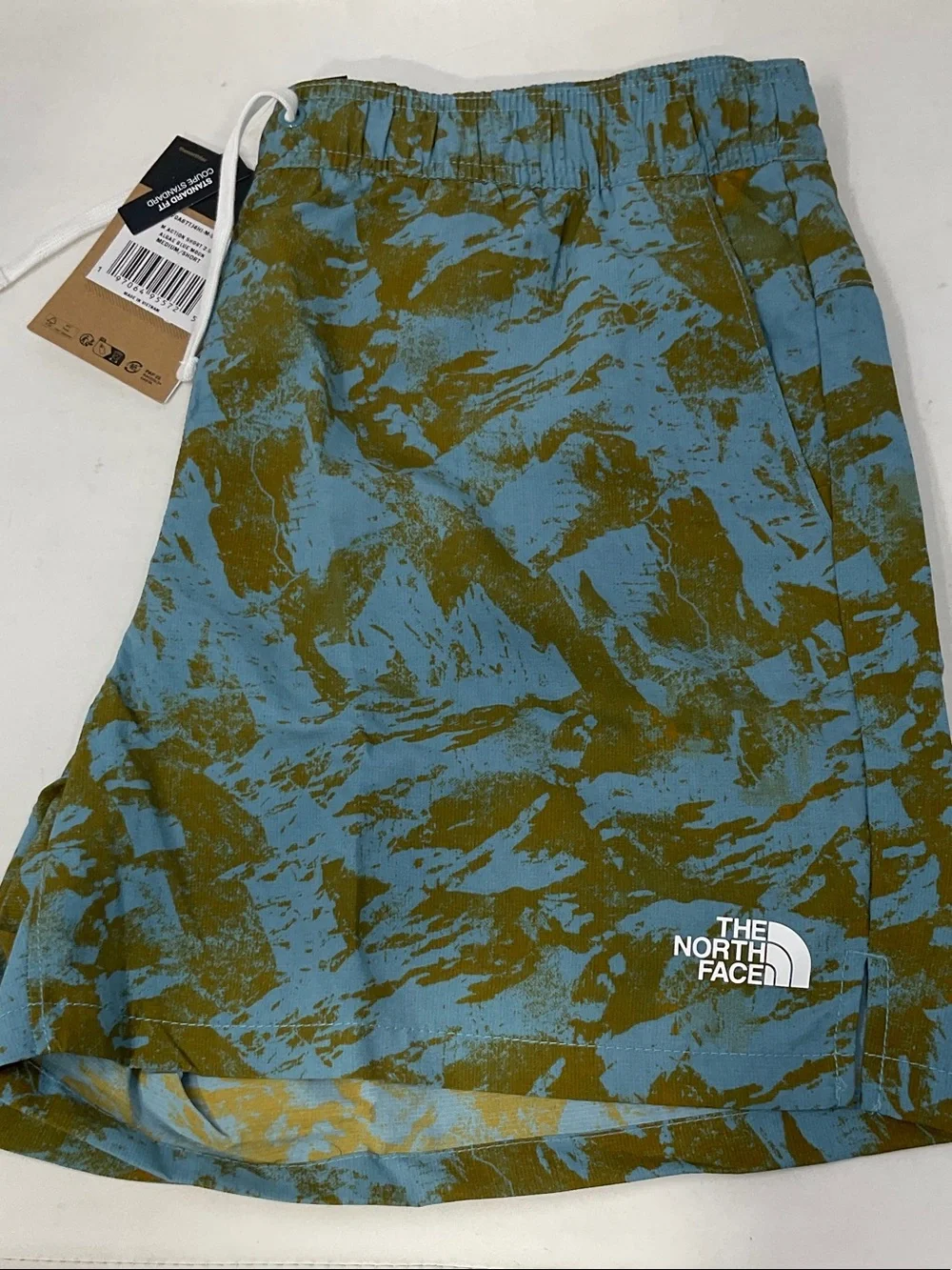 The North Face Men's Blue & Olive Patterned Drawstring Shorts